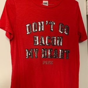 Red “Don’t Go Bacon My Heart” shirt by PINK